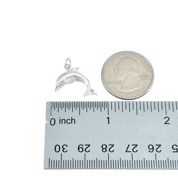 Vintage SU Sterling Silver 925 Dolphin Charm Pendant - Picture 6 of 6